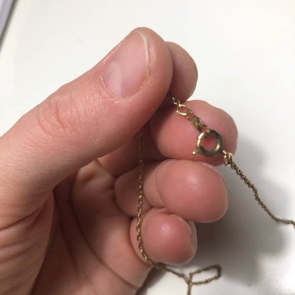 Vintage Filigree Gold and Rhinestones Circular Pendant Necklace on a 9” Chain - Picture 4 of 8